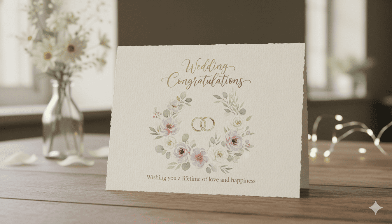 Watercolor Wedding Congratulations Card